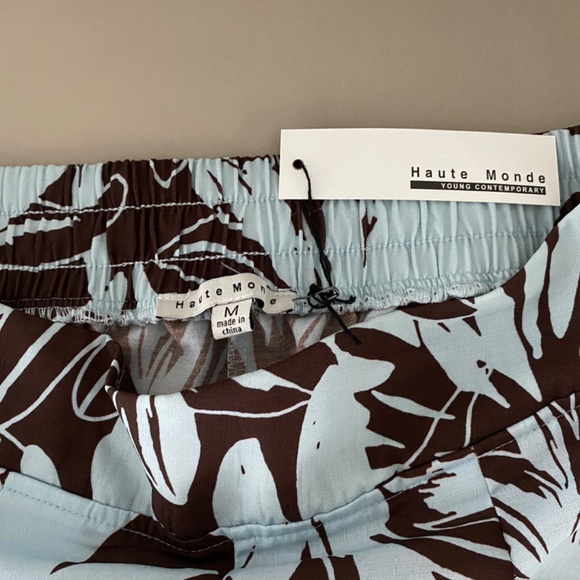 NWT 2 Piece Wide Leg Pants Set Chocolate Brown Floral Sz M - Picture 5 of 14